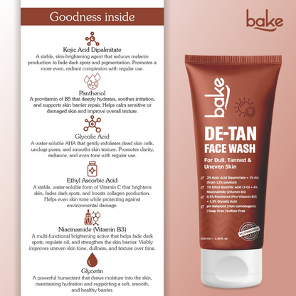 Bake De-Tan Coffee Face Wash with Kojic Acid - Distacart