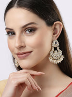 Thumbnail for NVR Women Gold-Plated Kundan Chandbali Earrings - Distacart