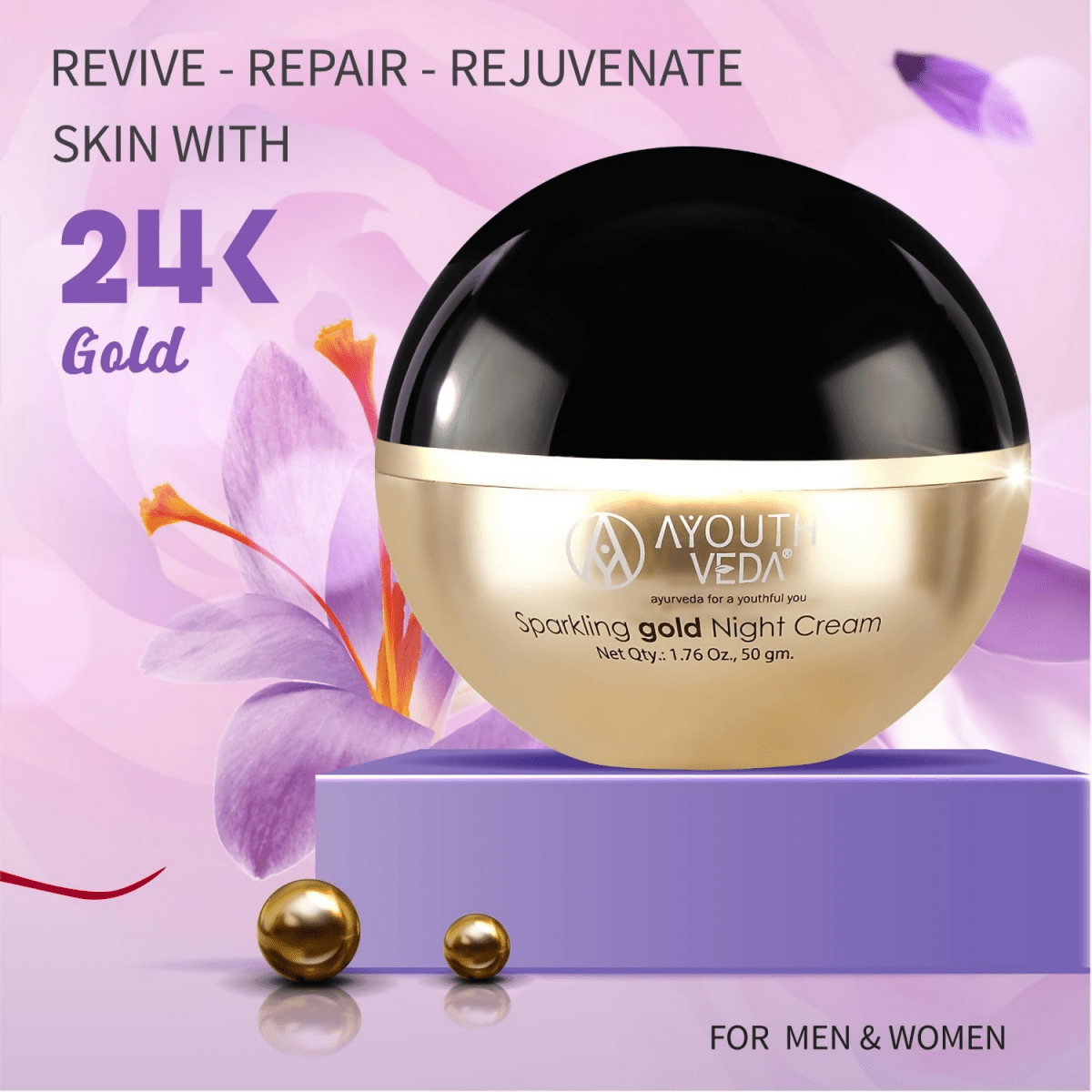 Ayouthveda Sparkling Gold Night Cream - Distacart