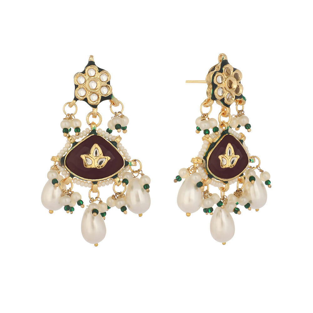 Nuyug 22K Gold Plated Ruby Grace Earrings