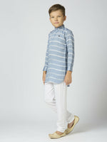 Thumbnail for Joban Fashion Kids Island Full Sleeves Cotton Kurta and Pyjama Set with Strip - Blue - Distacart
