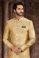 Thumbnail for Raivat Ethnic Art Silk Digital Print Sherwani In Yellow Colour