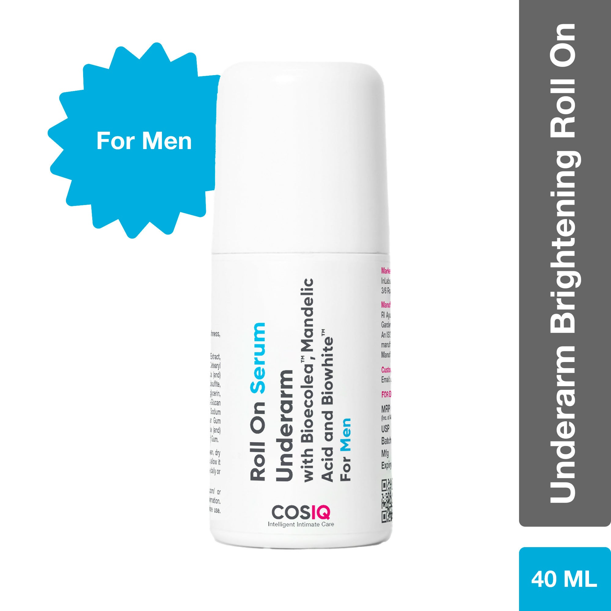 Cos-IQ Brightening Underarm Roll On Serum For Men, With Bioecolea, Mandelic Acid and Bio White