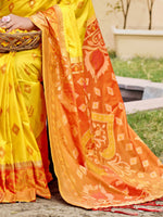 Thumbnail for Shree Shyam Fashion Yellow Pochampally Silk Saree - Distacart