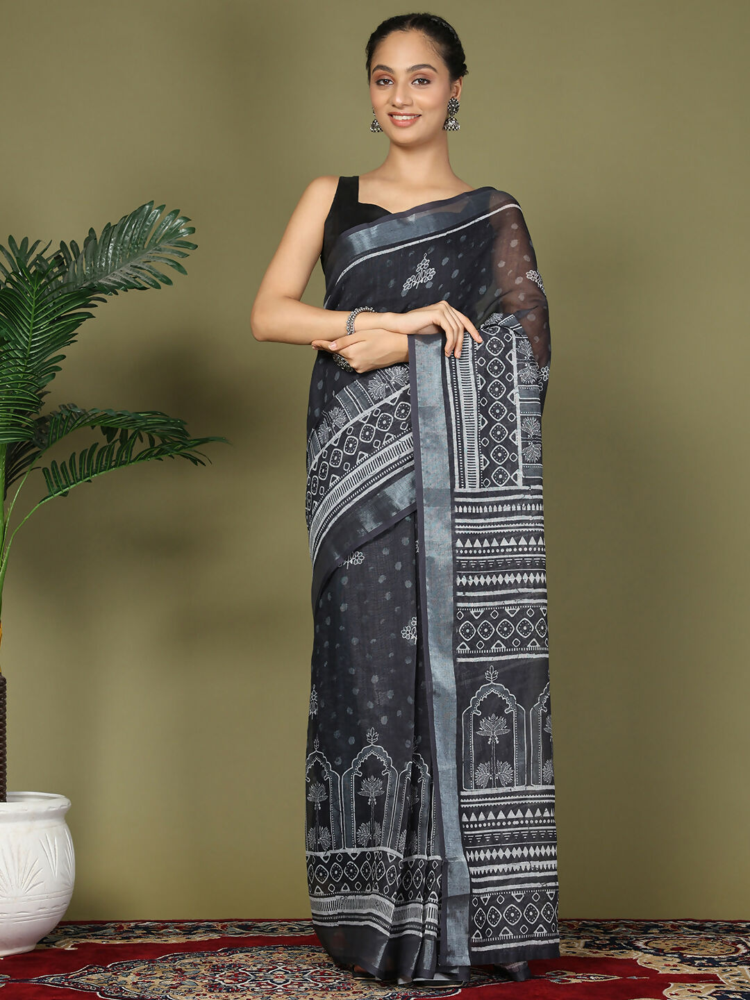 Astita Cotton Black Saree