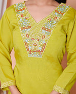 Thumbnail for Miravan Womens Muslin Yellow Kurta And Palazzo With Dupatta Set - Distacart