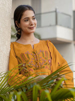 Thumbnail for The52 Women's Beautiful Cotton Fabric Thread Work Straight Kurta Pant and Dupatta Set - Distacart