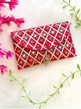 Joban Fashion Clutch Bag With Magnetic Lock - Red