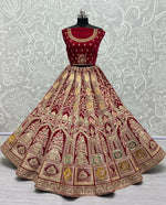 Thumbnail for Jyoti Fashion Women's Rani Pink Velvet Dori, Multi Thread Embroidered with Diamond Work Wedding Lehenga Choli - Distacart