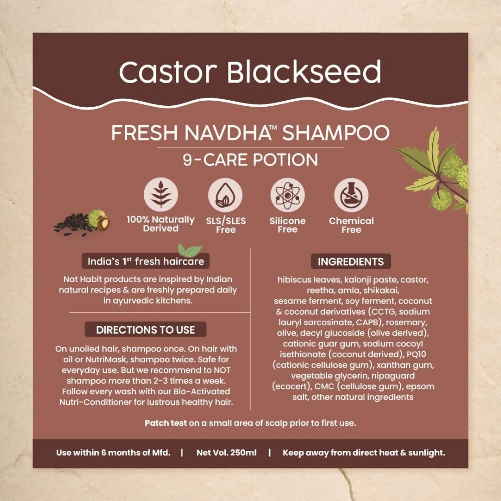 Nat Habit Castor Blackseed Navdha Shampoo - Distacart