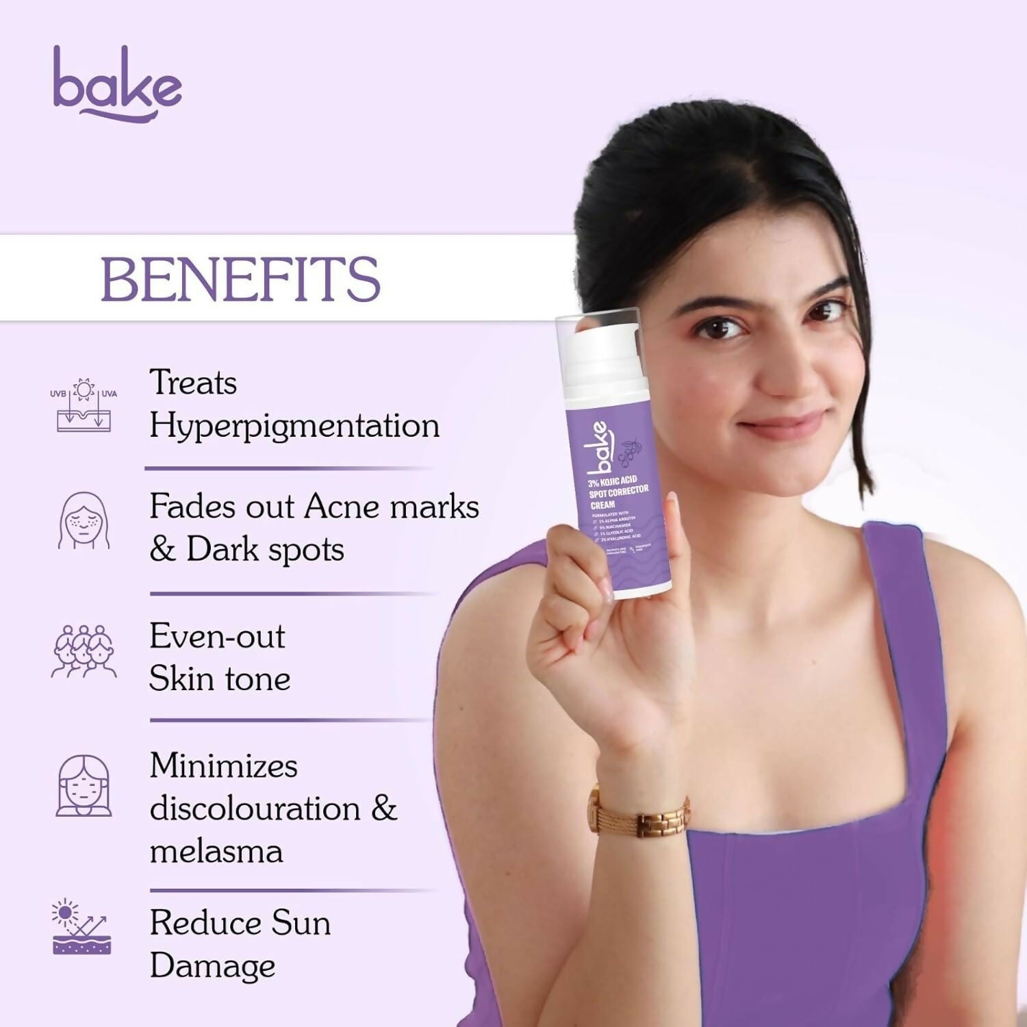 BAKE 3% Kojic Acid Spot Corrector Cream with Alpha Arbutin for Pigmentation