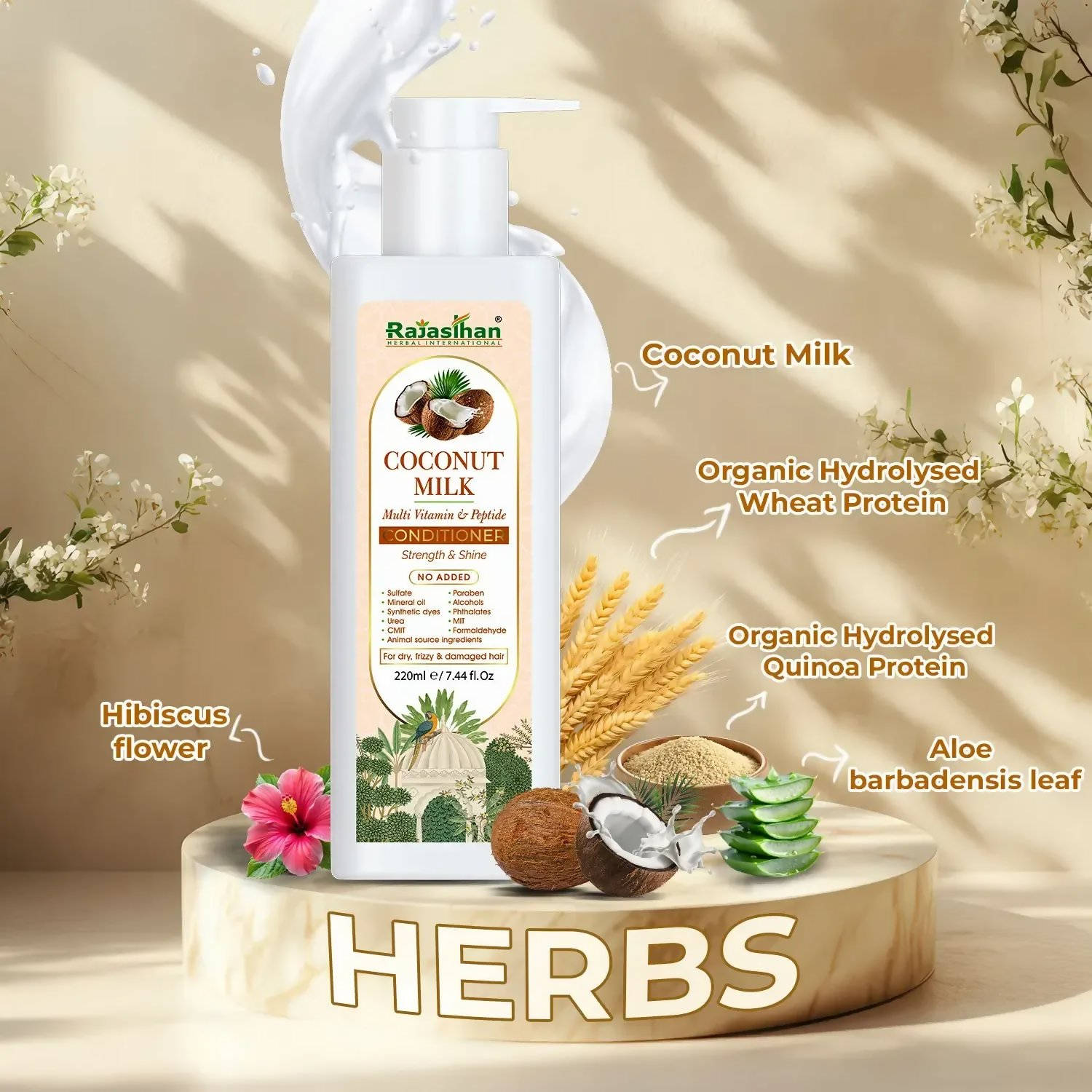 Rajasthan Herbals Coconut Milk Multi Vitamin & Peptide Conditioner - Distacart