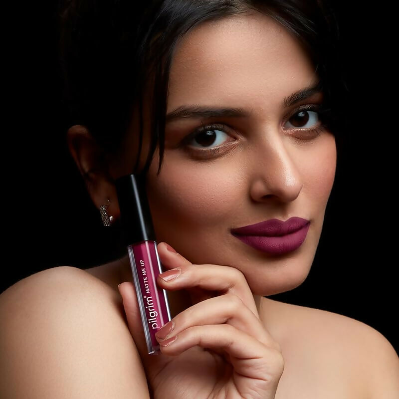 Pilgrim Liquid Matte Lipstick with Hyaluronic Acid - Wine Spill - Distacart