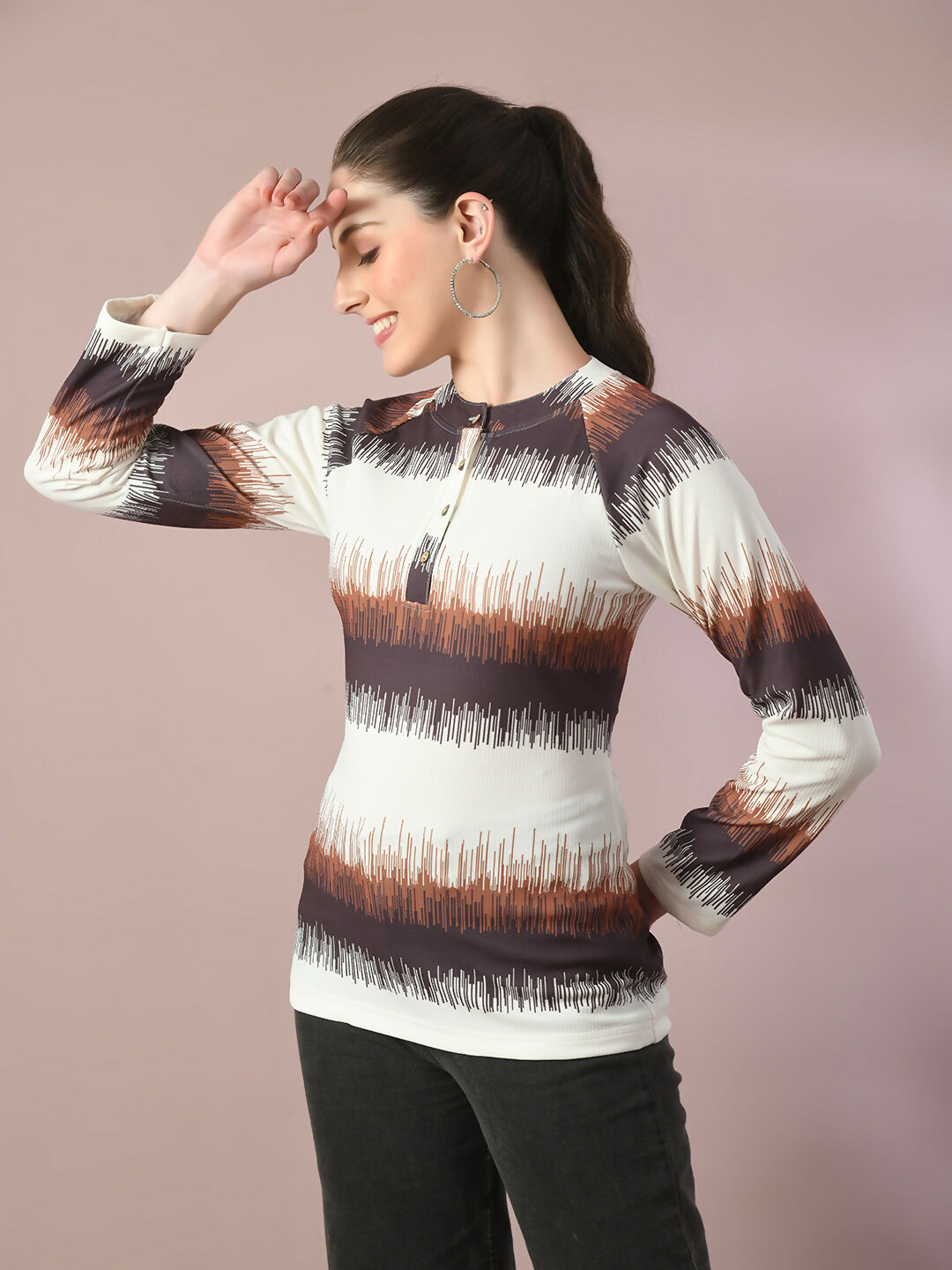 Myshka Women's Multi Embellished Raglan Sleeve Party Top - Distacart