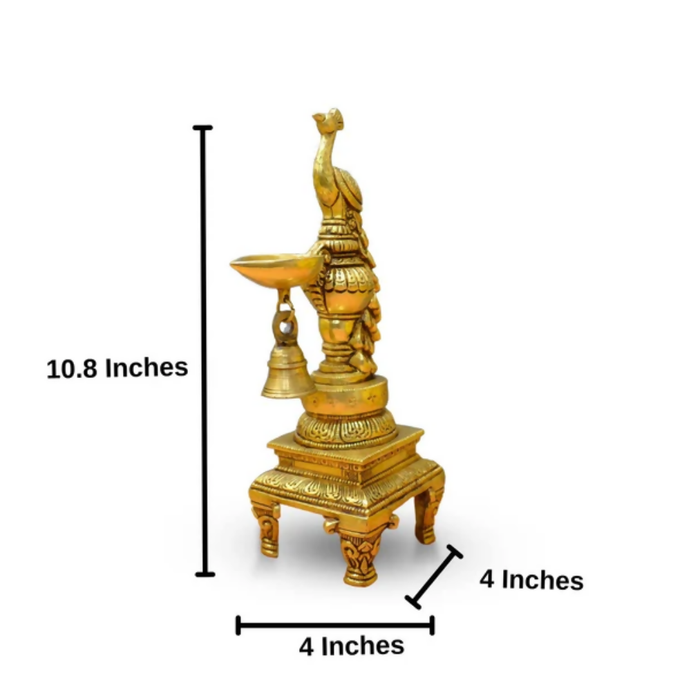 CraftVatika Brass Peacock Decorative Diya For Decoration - Dista