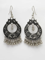 Thumbnail for NVR Women's Silver-Plated German Silver Oxidised Chandbali Earrings - Distacart