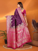 Thumbnail for Joban Fashion Banarasi Purple Woven Soft Silk Saree