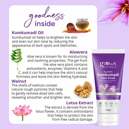 Globus Naturals Ayurvedic Kumkumadi Skin Lightening Face Scrub - Distacart