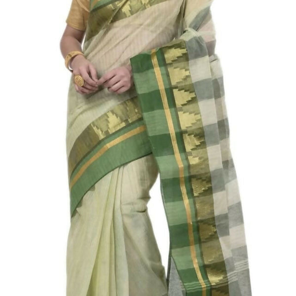 Exclusive Collection Off White 100% Pure Cotton Tant Saree