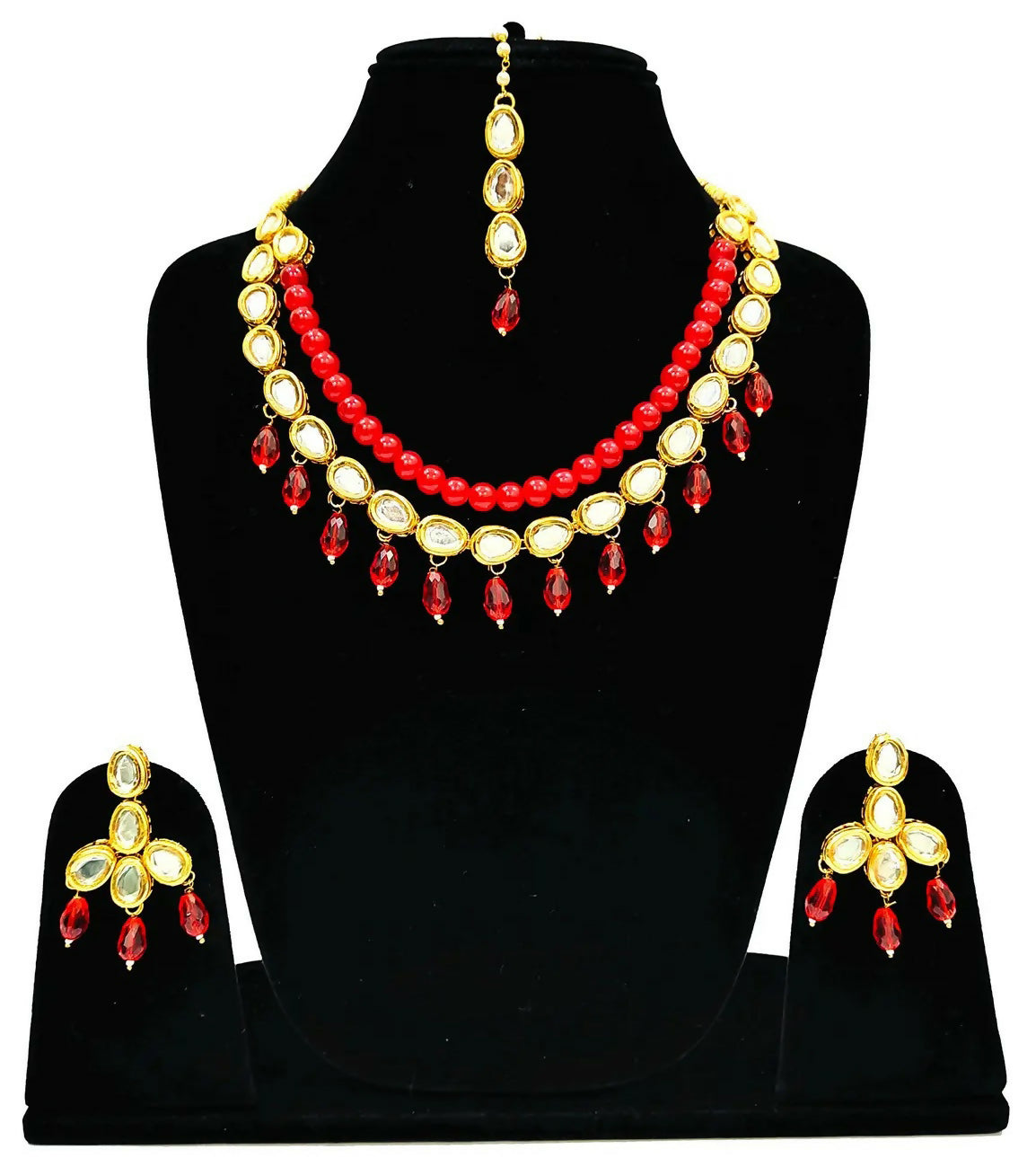 Joban Fashion Hand Made High Quality Gold Plated Base Metal Alloy Kundan Stone Studded Kundan Jewellery Set - Distacart
