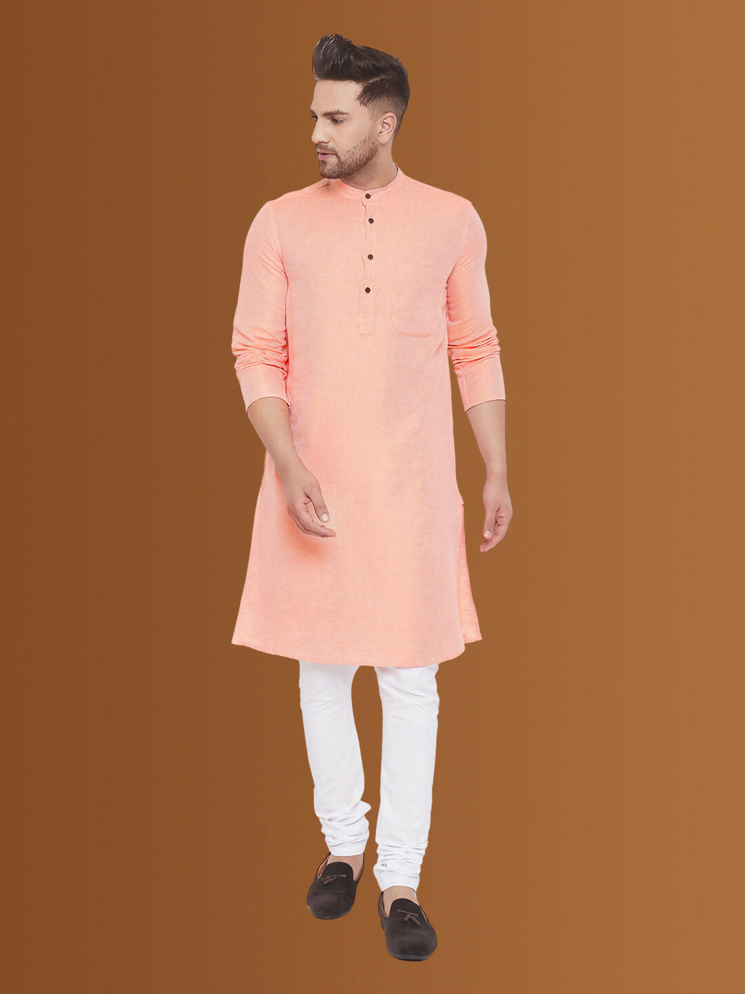 Even Apparels Men's Pure Cotton Orange Kurta - Distacart