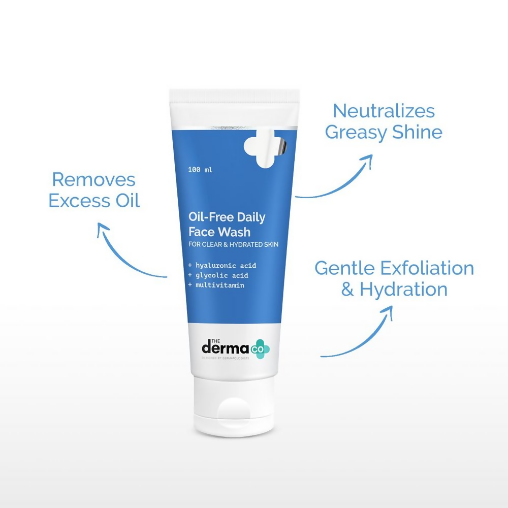 The Derma Co Oil-Free Daily Face Wash With Hyaluronic Acid, Glycolic Acid & Multivitamins For Clear & Hydrated Skin - Distacart