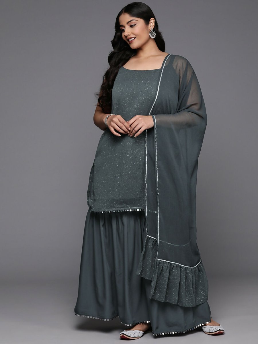 Ahalyaa Women's Traditional wear Kurta Set - Grey - Distacart