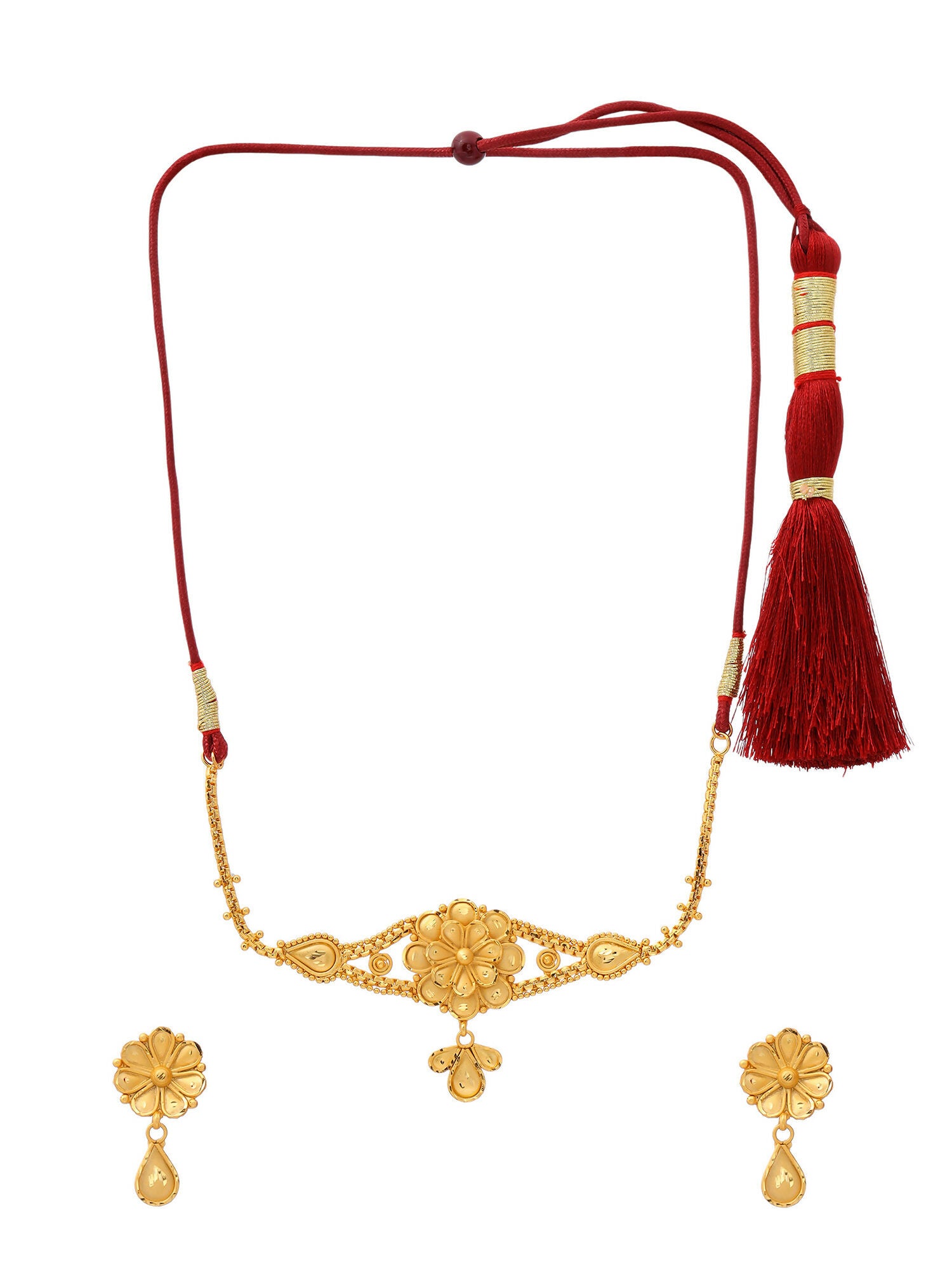 Ruby Raang Golden Traditional Choker with Studs