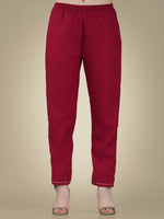Thumbnail for Jyoti Fashion Women's Maroon Cotton Magic Slub Embroidery & Sequence work Kurta with Trouser & Dupatta - Distacart