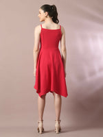 Thumbnail for Myshka Women's Pink Solid Shoulder Straps Fit and Flare Party Dress - Distacart