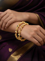 Thumbnail for NVR Women Set of 2 Gold Plated Artificial Stone Bangle - Distacart