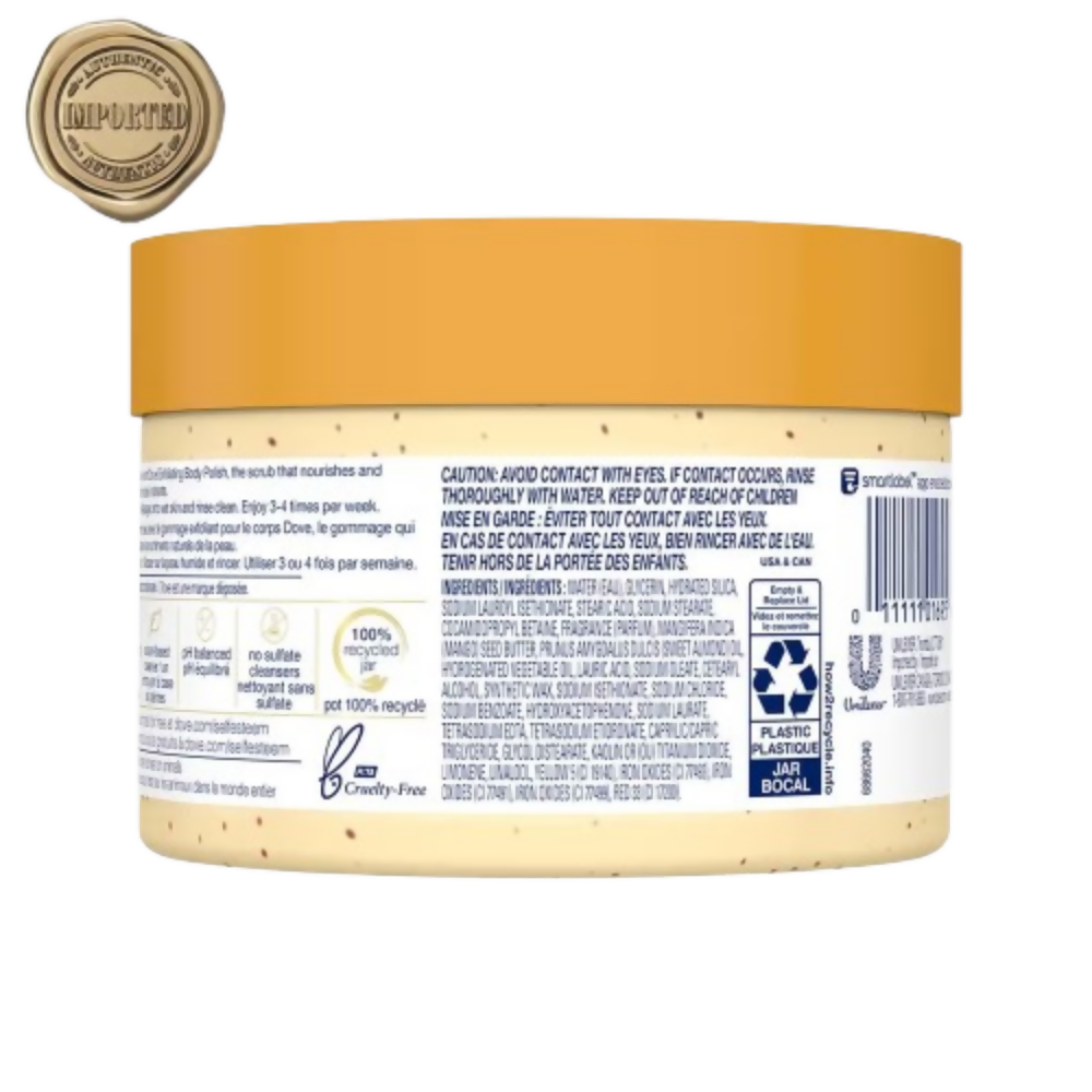 Dove Exfoliating Body Polish Scrub - Crushed Almond And Mango Butter - Distacart