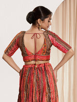 Thumbnail for Joban Fashion Maroon Multi Brocade Padded Blouse With V Neck Elbow Sleeves - Distacart