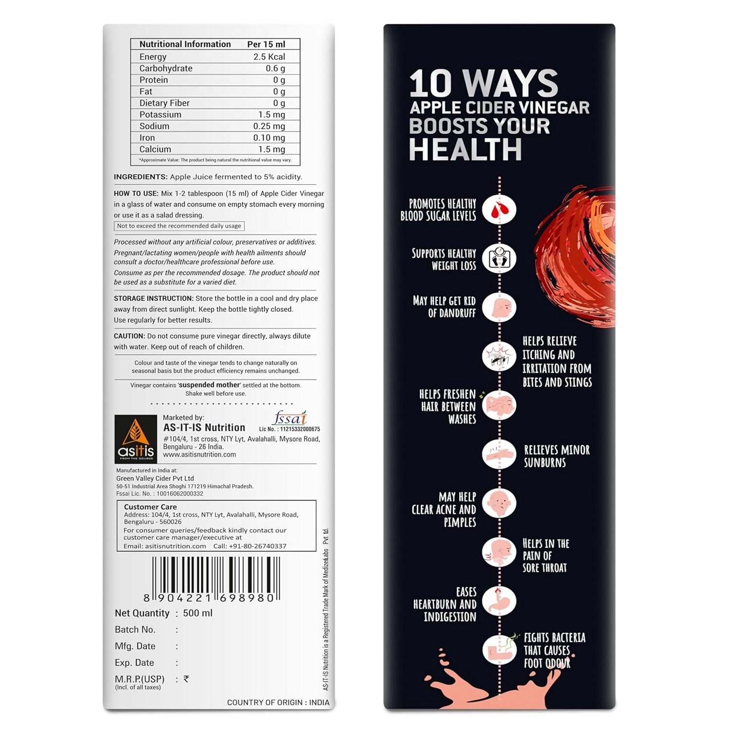 AS-IT-IS Nutrition Raw Apple Cider Vinegar with Mother