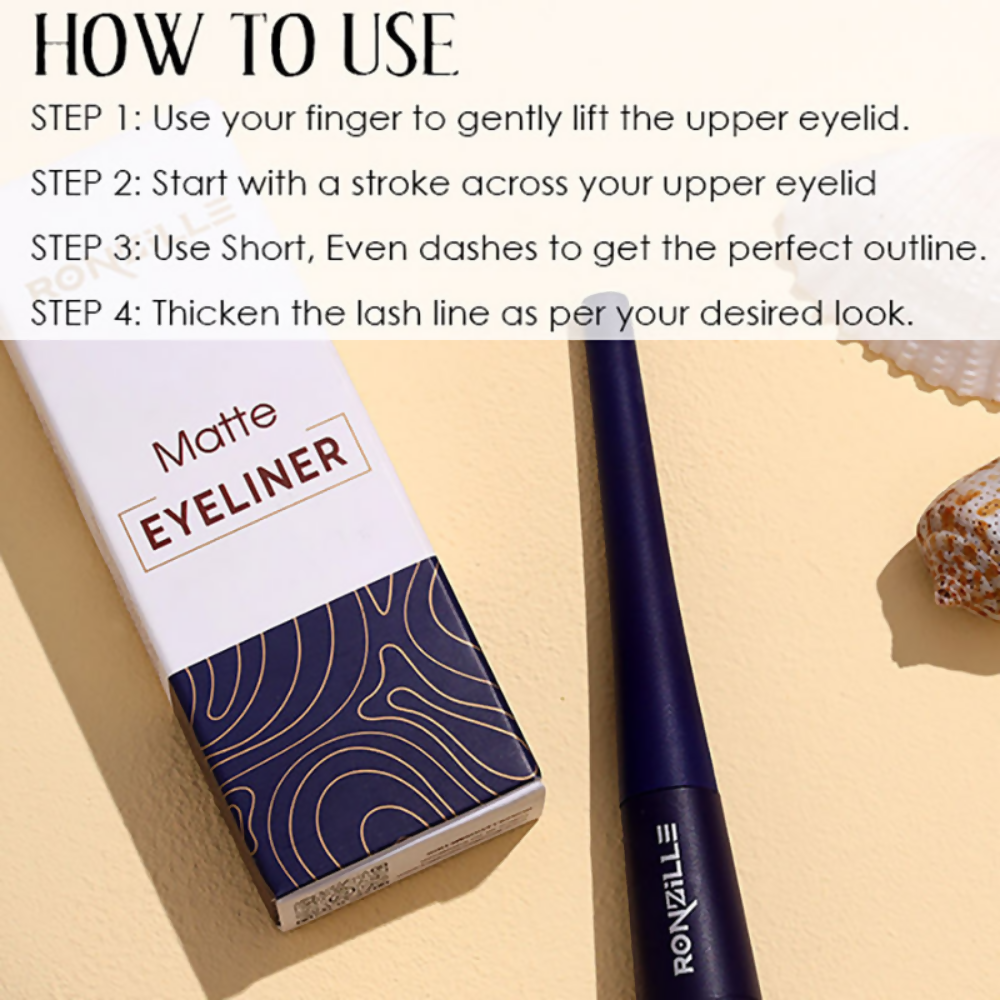 Ronzille Smudgeproof And Waterproof Liquid Matte Eyeliner - Blue - Dista