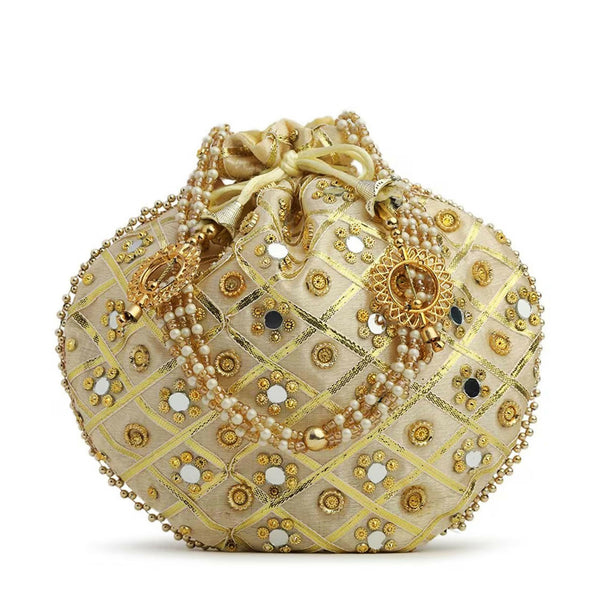 Joban Fashion Embroidered Potli Clutch - Crème - Dista