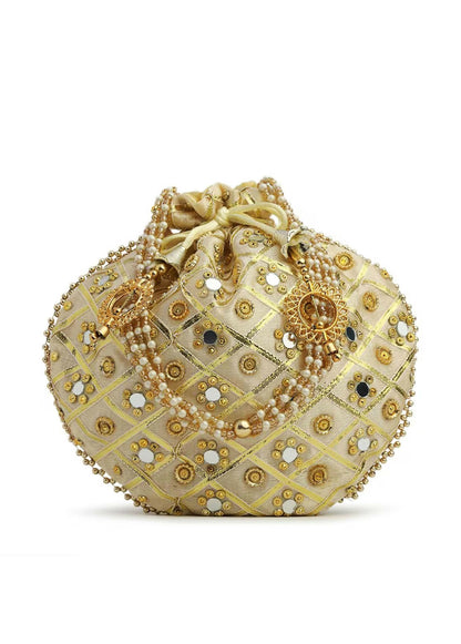 Joban Fashion Embroidered Potli Clutch - Crème - Dista