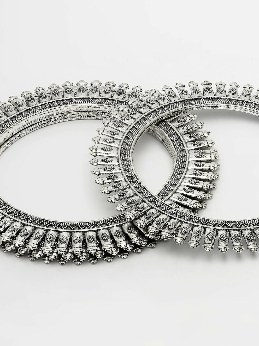 NVR Women's Set of 4 Silver-Plated German Silver Oxidised Bangles - Distacart