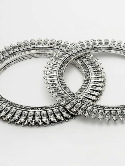 NVR Women's Set of 4 Silver-Plated German Silver Oxidised Bangles - Distacart
