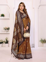 Thumbnail for Aastha Fashion Brown South Soft Silk Zari Weaving Saree - Distacart