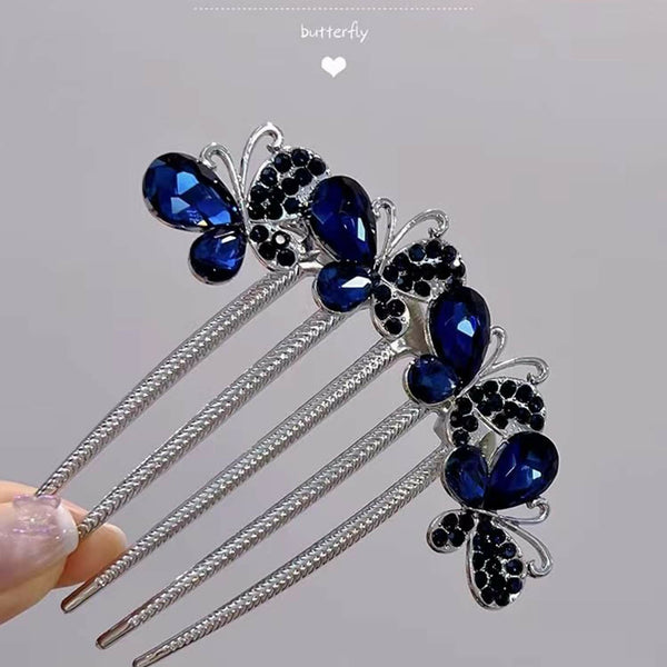 Joban Fashion Navy Blue Metal Flower Hair Comb Hairpin - Distacart