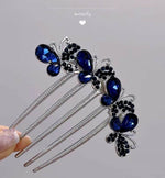 Thumbnail for Joban Fashion Navy Blue Metal Flower Hair Comb Hairpin