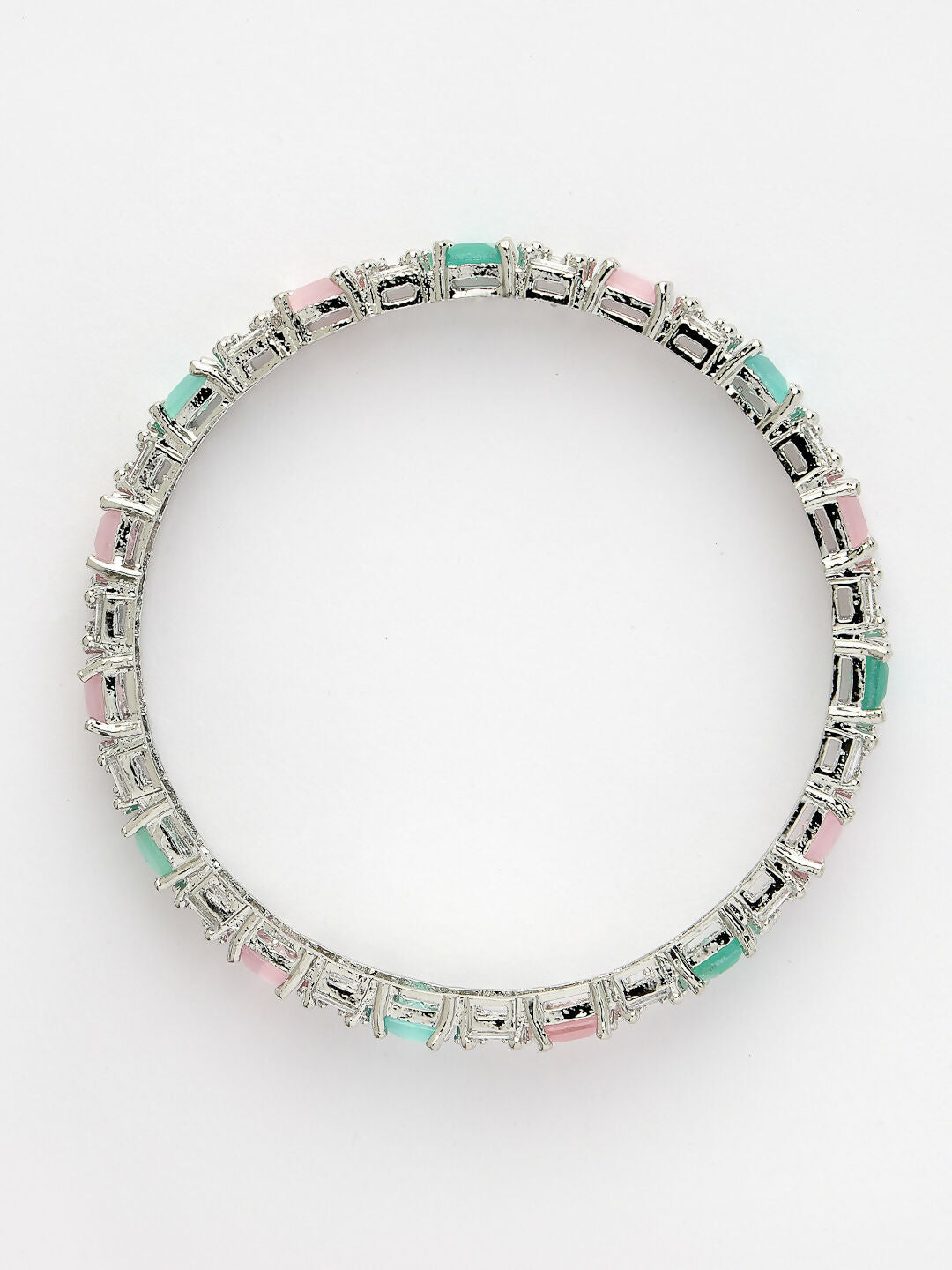 NVR Women's Set of 2 Multi-Coloured CZ Stone-Studded Handcrafted Bangles - Distacart