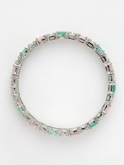 NVR Women's Set of 2 Multi-Coloured CZ Stone-Studded Handcrafted Bangles - Distacart