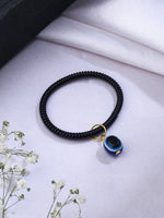 Thumbnail for NVR Women & Men Black Evil Eye Spring Ring Rakhi With Roli Chawal - Distacart