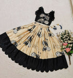 Thumbnail for Jyoti Fashion Classy Cream Chinon Silk Digital Print with Border Work Kids Lehenga Choli Set - Distacart
