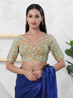 Thumbnail for Joban Fashion Pista-Green Shift Elbow Sleeveless Back Open Blouse