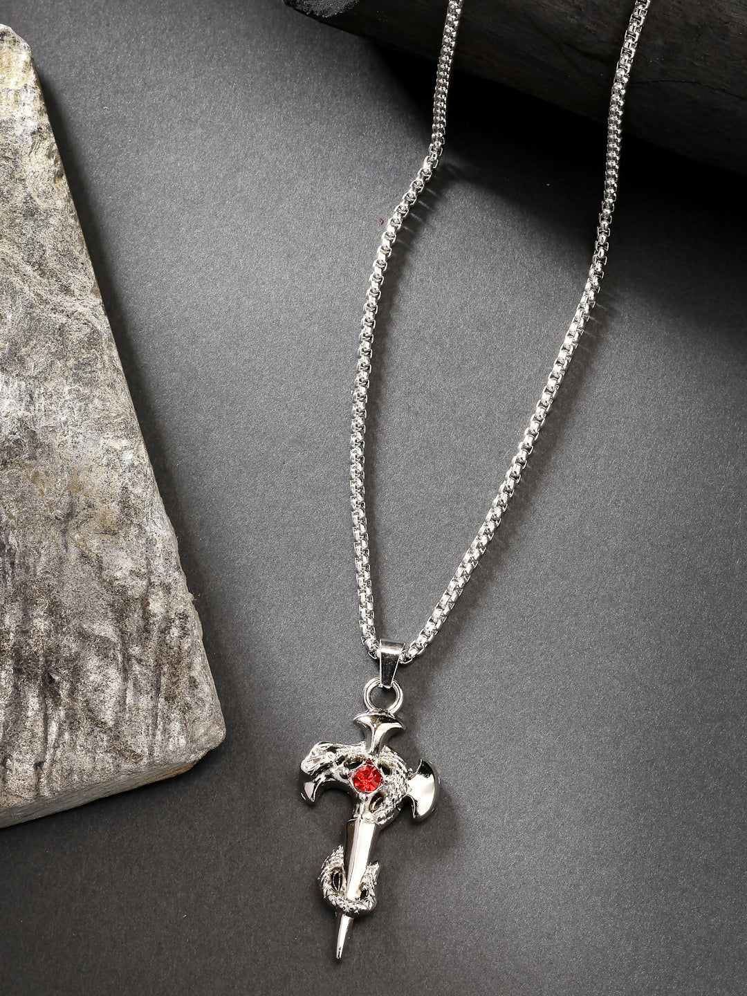 NVR Men's Silver-Plated Stainless Steel Pendant with Chain - Distacart