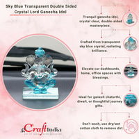 Thumbnail for eCraftIndia SkyBlue and Transparent Double Sided Crystal Car Ganesha Showpiece - Distacart