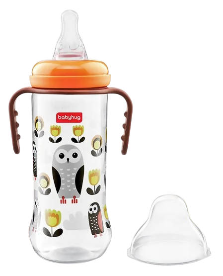 Babyhug Polypropylene Anti-Colic Sterilizable Feeding Bottle With Handle Orange - Distacart